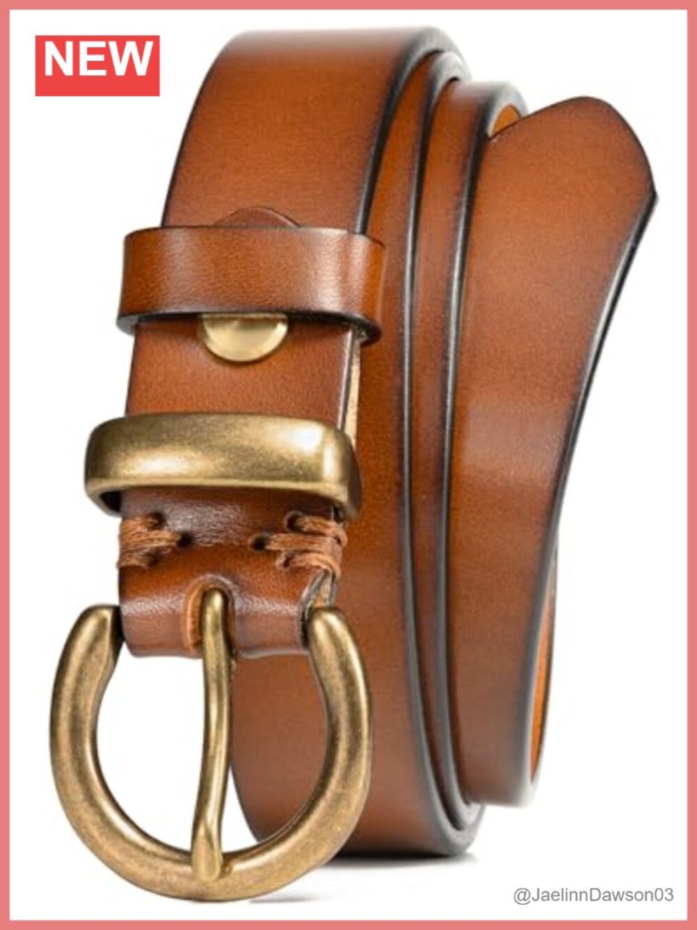 Italian Full Grain Leather Belt Brass Vintage Buckle